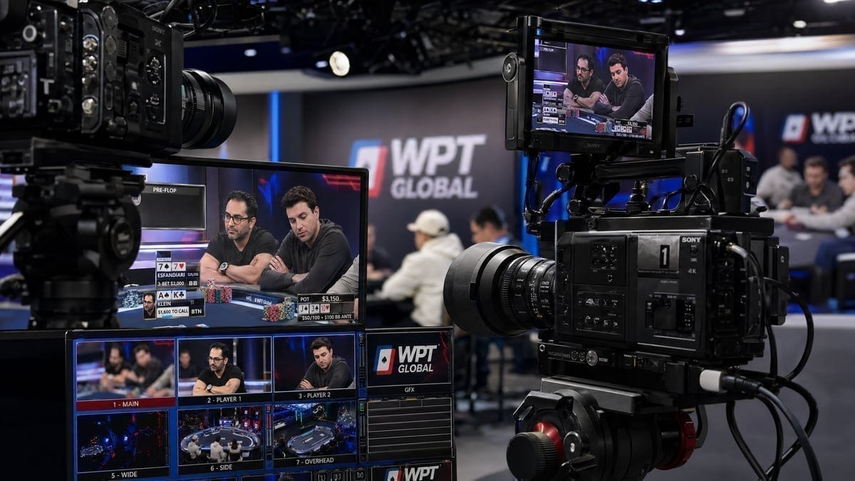 Professional streaming setup used for televised poker shows
