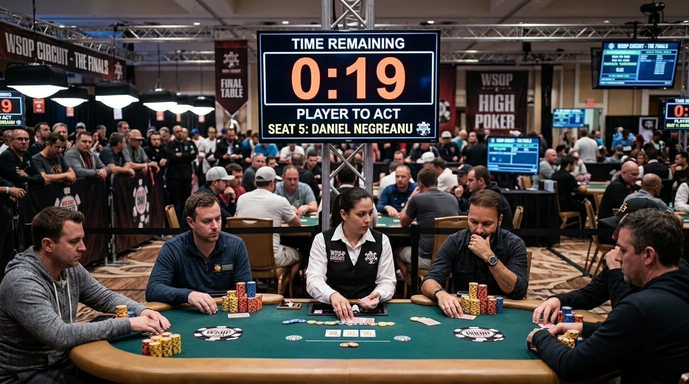 Digital shot clock display at a high-stakes poker tournament